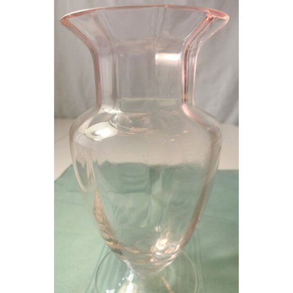 Panel Vase Vintage 1930's Tiffin Glass Pink Glass Footed Optic 9.5” - Picture 2 of 8
